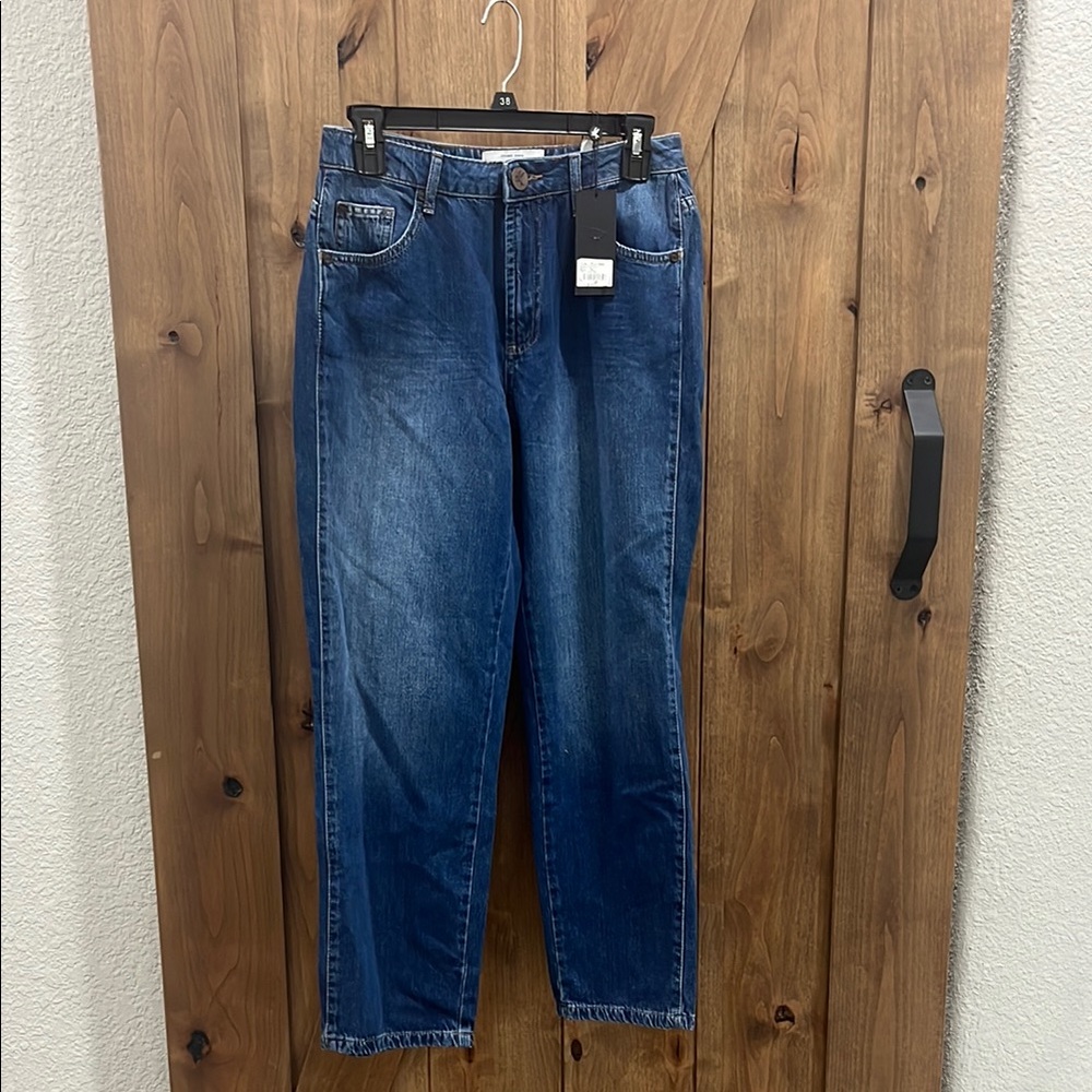 One Teaspoon Blue Straight Leg Trucker Jeans Mid Rise Organic Denim Size 2US